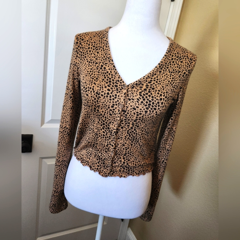 Women's American Eaglw Soft & Sexy Plush Cropped Animal Print Top, Size XS